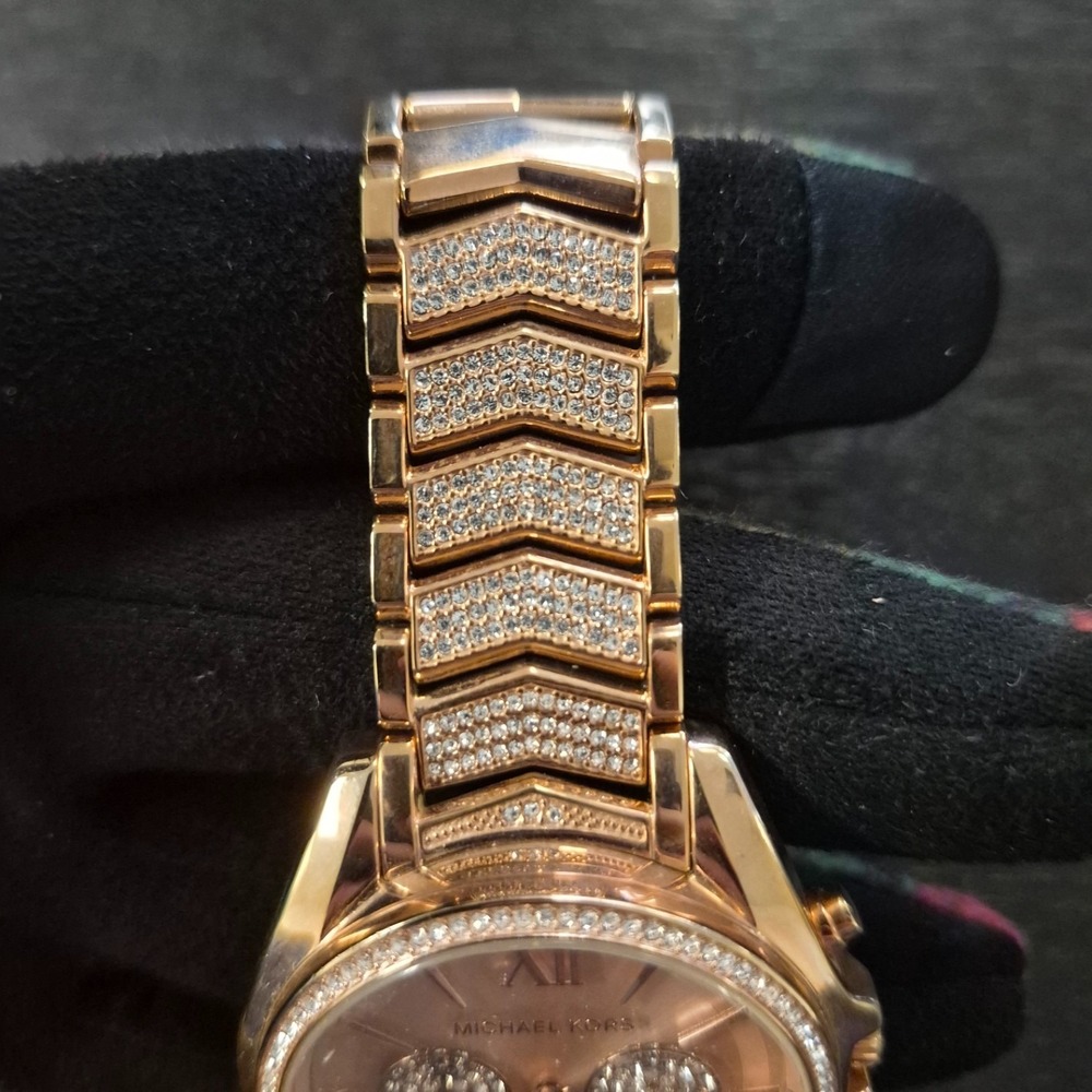 Michael Kors Whitney Crystal Glitz Gold Stainless 44mm Watch - MK6729 - NWT - Picture 9 of 9